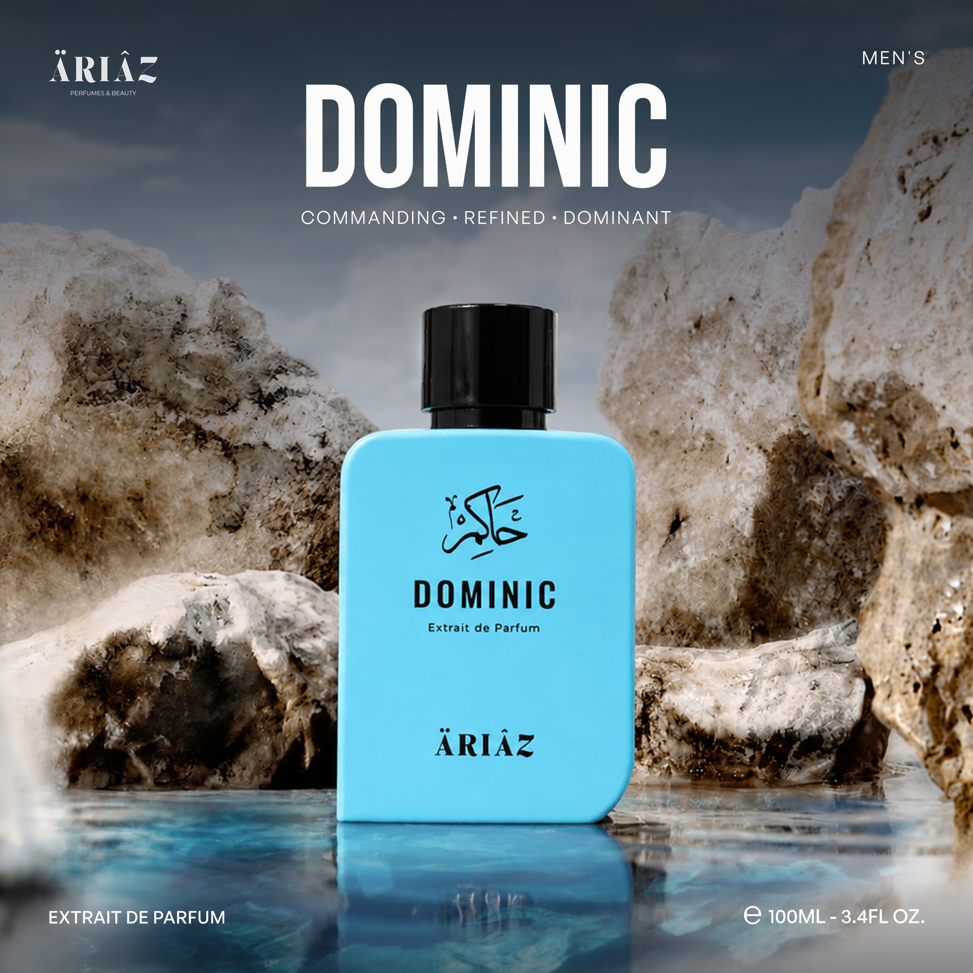 DOMINIC by ARIAZ 3.4oz/100ml Extrait De Parfum For Him – Woody Aquatic