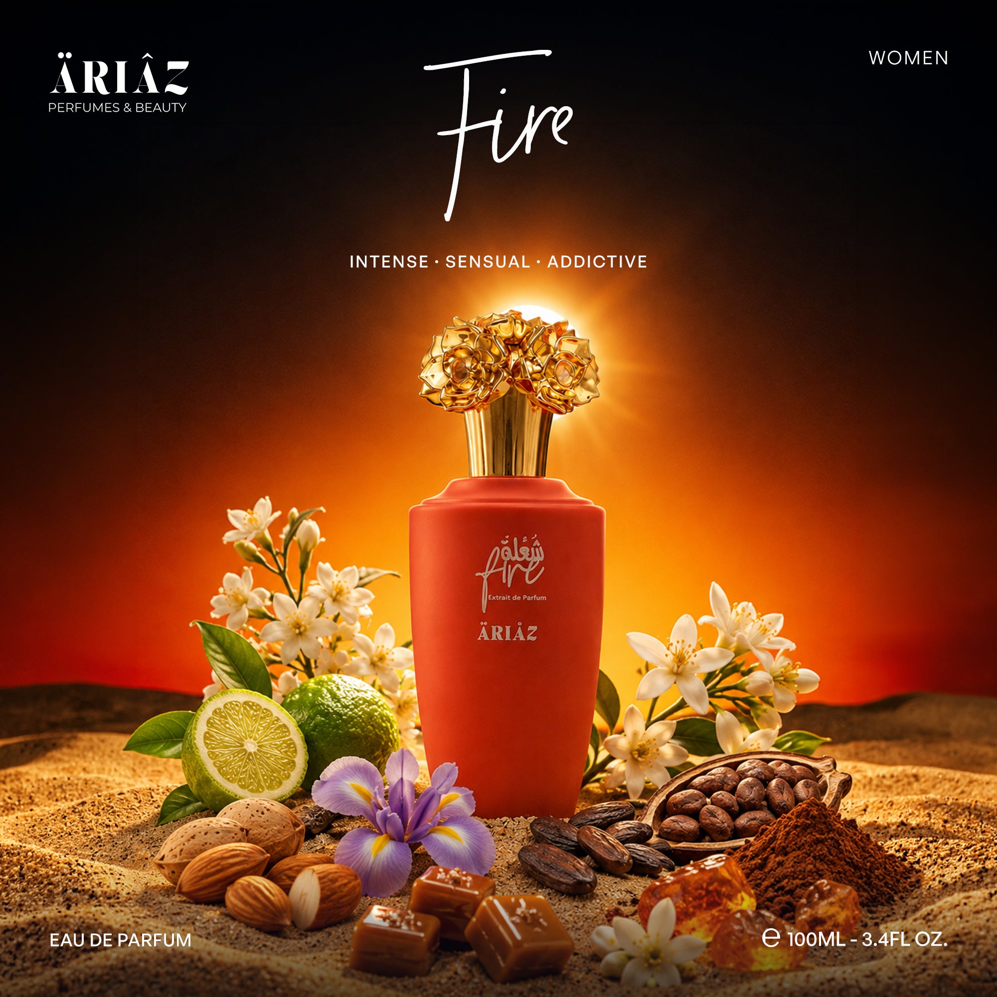 FIRE by ARIAZ 3.4oz/100ml Extrait De Parfum for Her – Citrus Floral Go