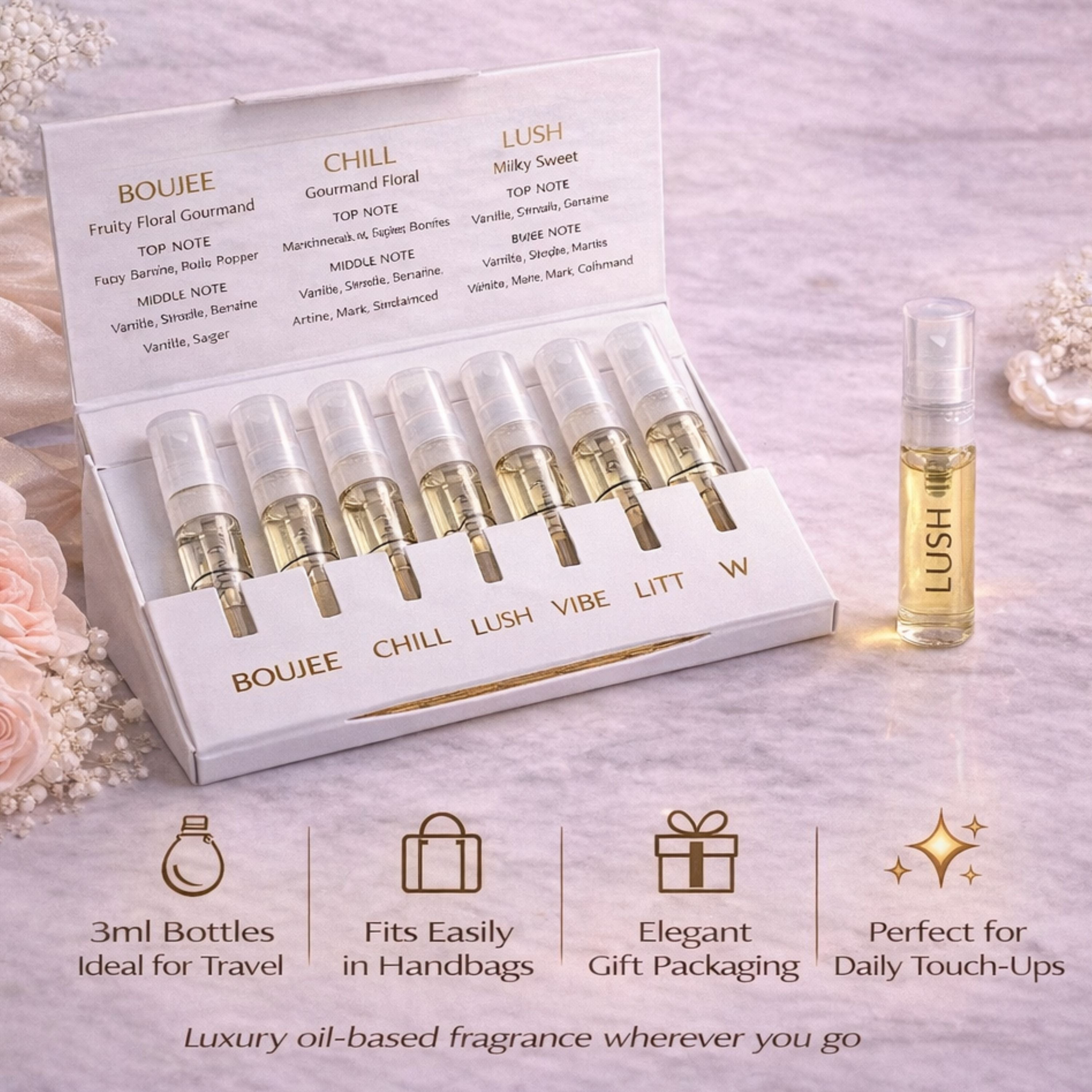 ARIAZ Discovery Layering Set — For Her | Advanced Oil-Based Perfume Set (6×3ml)