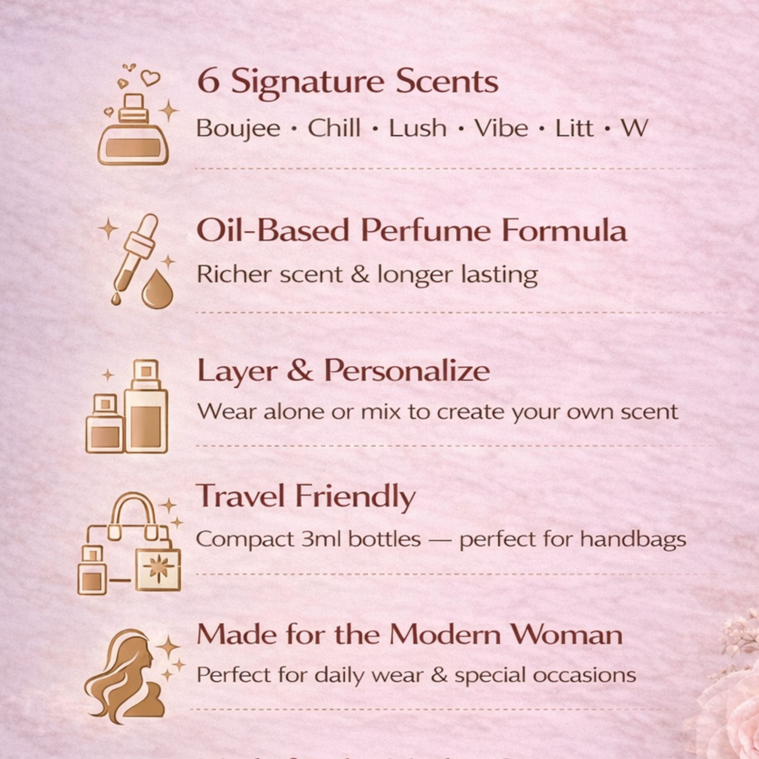 ARIAZ Discovery Layering Set — For Her | Advanced Oil-Based Perfume Set (6×3ml)