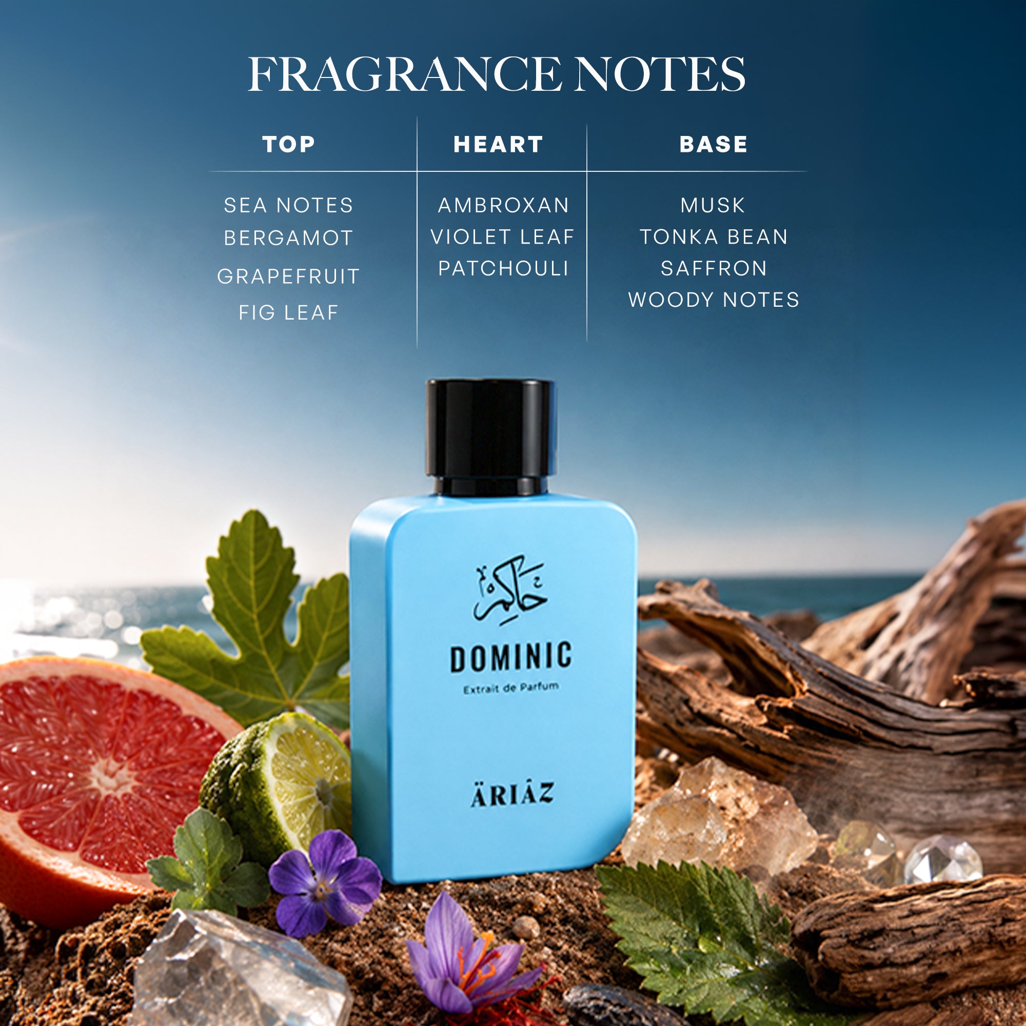 DOMINIC by ARIAZ 3.4oz/100ml Extrait De Parfum For Him – Woody Aquatic
